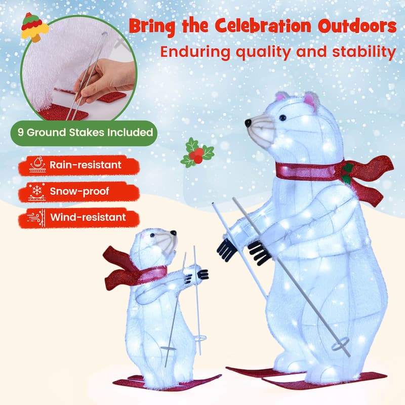 Costway 2 Pcs Animated Skiing Polar Bears with Skiing Motion & 160 - as pic shows - See Details