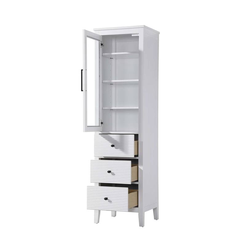 Kensington 16-28 Inch Bath Storage Glass Cabinet