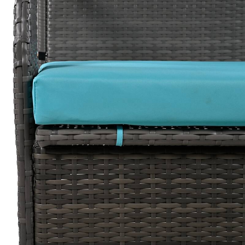 Multi-Functional Outdoor Patio Rattan Loveseat Sofa, Convertible 4-Seats Dining Set