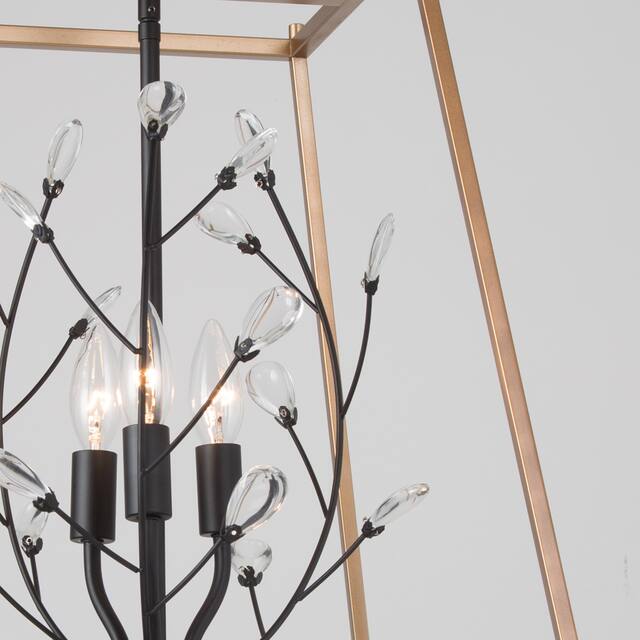 Malryn Modern 3-Light Lantern Geometric Crystal Chandelier for Dining Room