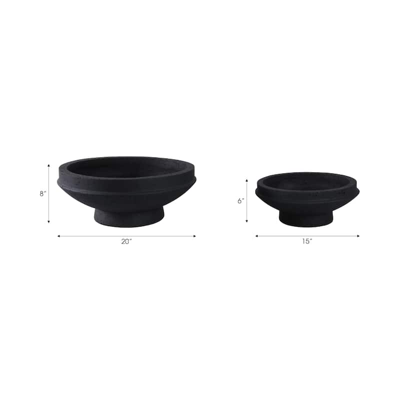 Pottery Fiberglass Planters Decorative Elevated Bowl Design (Set of 2) - 20" x 20" x 8"