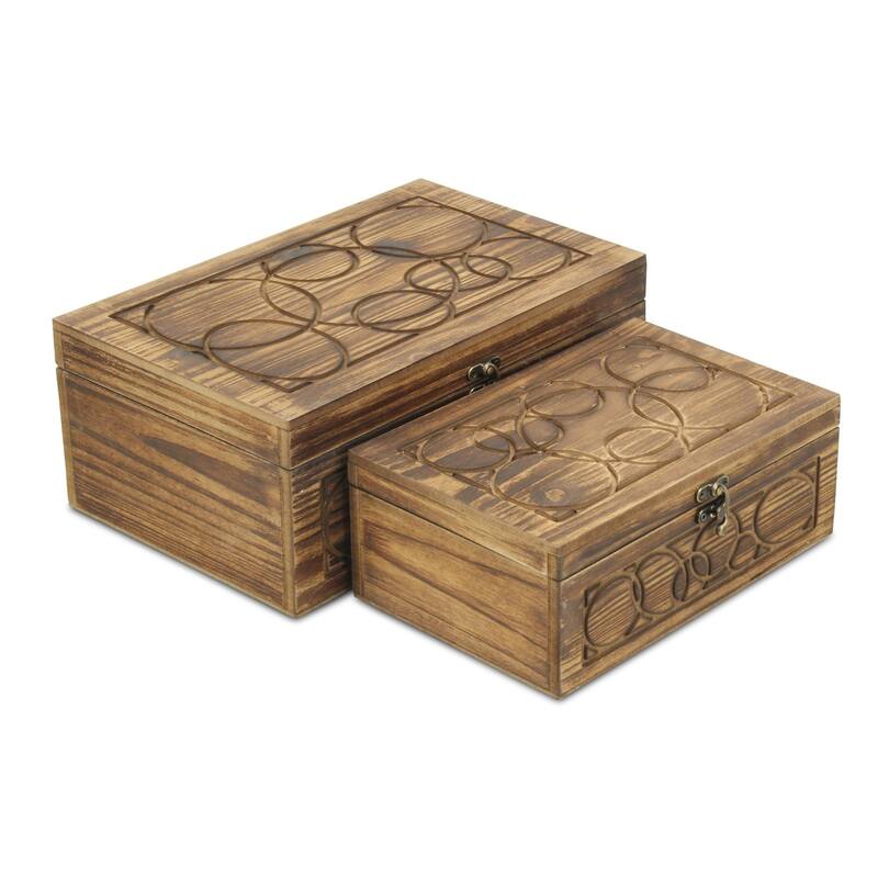 Brown Natural Wood Storage Boxes (Set of 2) On Sale Bed Bath