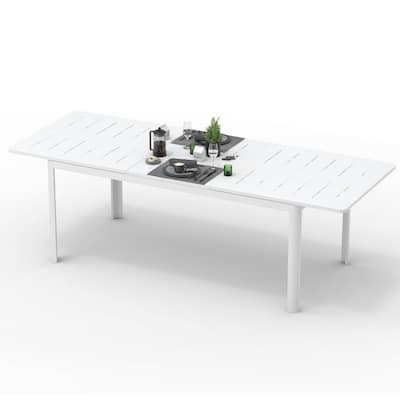 Patio Dining Expandable table, Metal Aluminum Outdoor table for 6-8 Person Rectangular table for Porch Lawn Garden Bistro