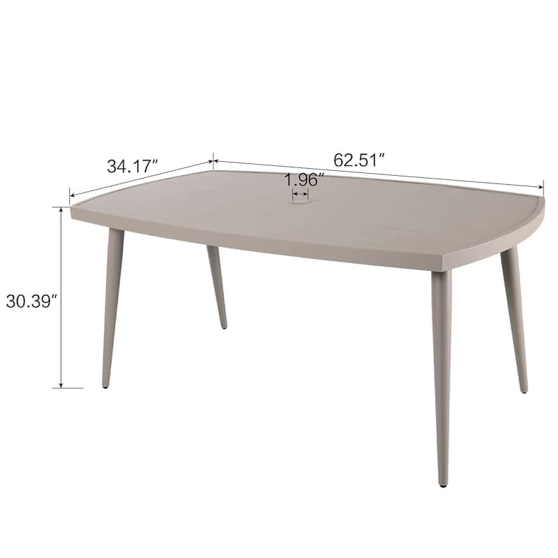 Patio 7-Piece Dining Set with Cushions and Pillows, Umbrella Hole