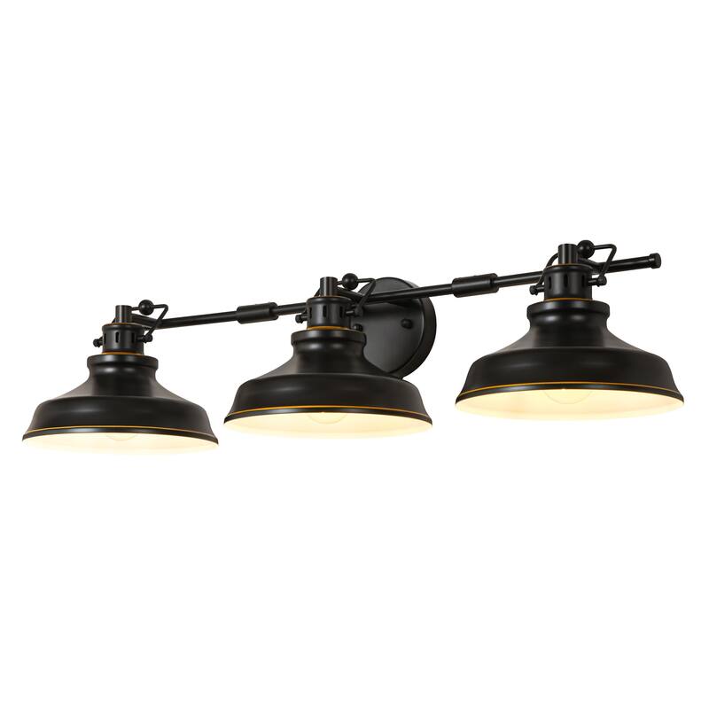 3-Light Retro-Luxury Wall Light with White Inner & Gold-Trimmed Shades for Living Room - 3 Light