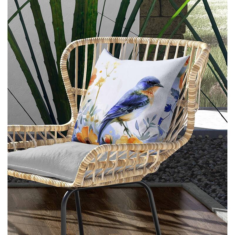 Tranquil Thicket Indoor/Outdoor Reversible Throw Pillow Blue and Orange
