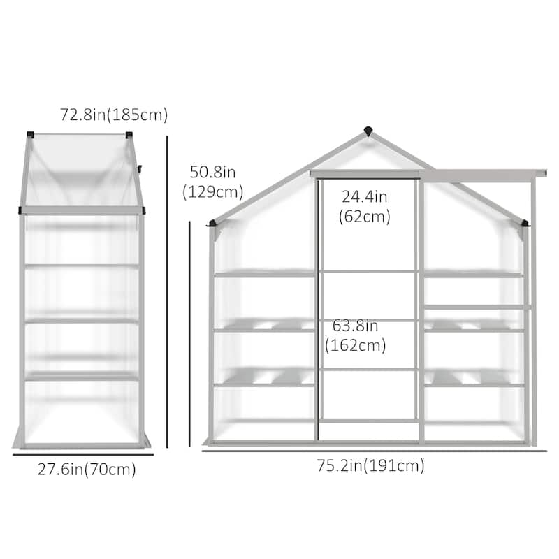 Walk-in Greenhouse 3-Tier Shelves Green House