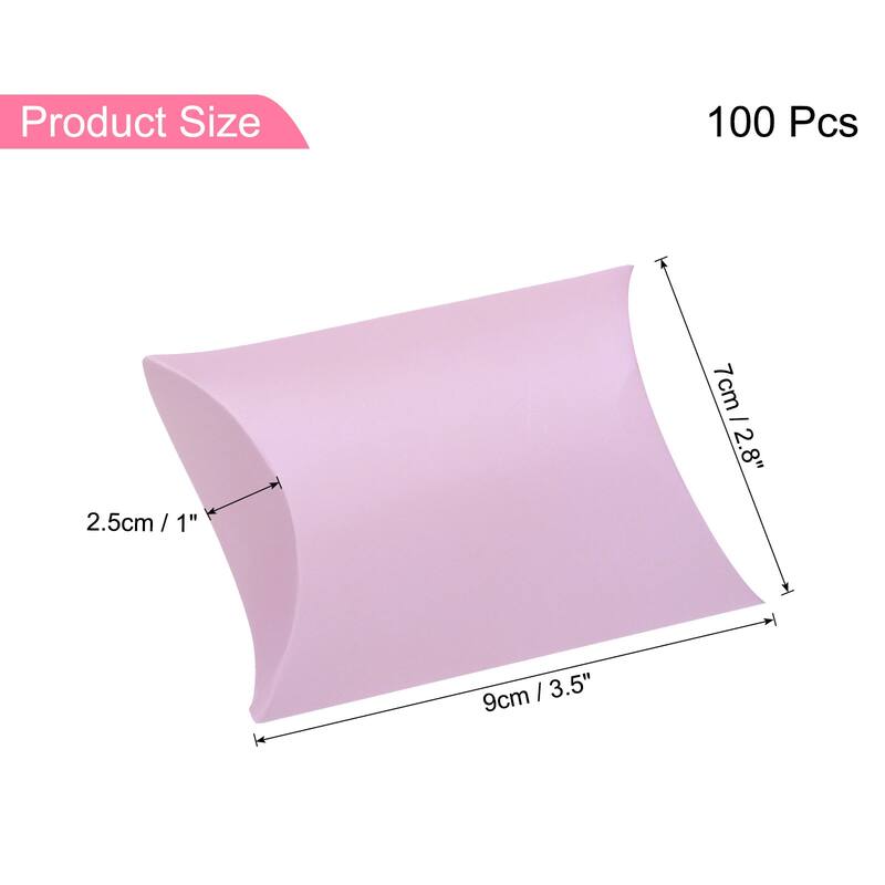 100Pcs Pillow Boxes 3.5 x 2.8 x 1 Inch Gift Boxes - Purple