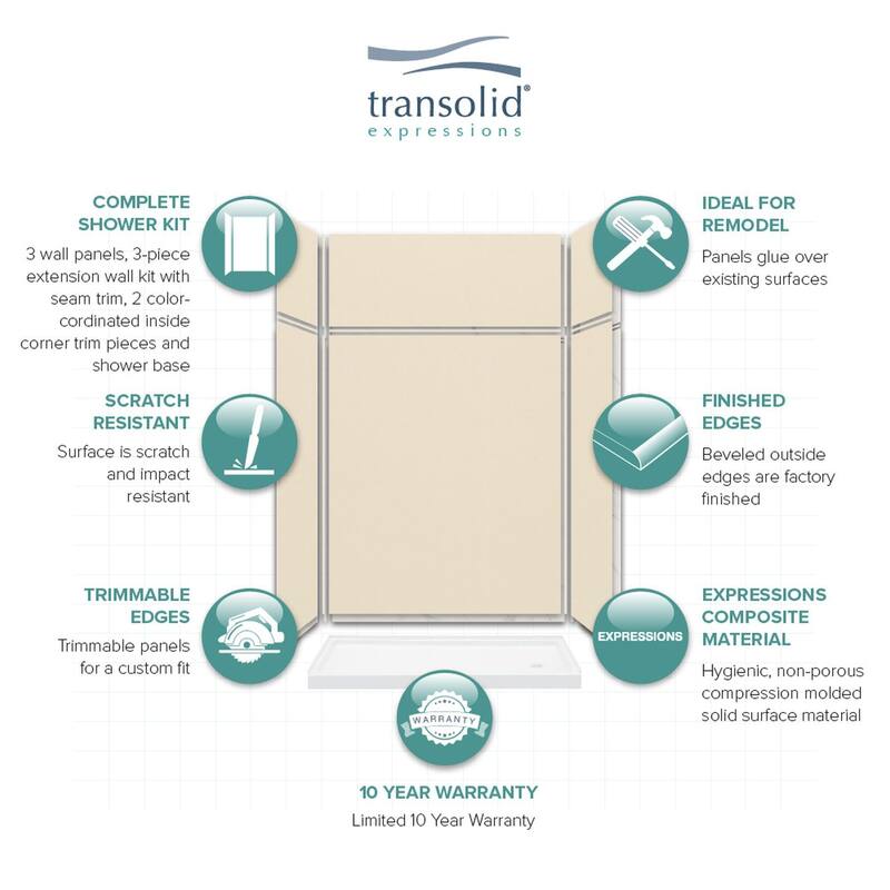 Transolid Expressions 60-in X 32-in X 96-in Glue to Wall Shower Kit - 32" x 60" x 96" - 32" x 60" x 96"
