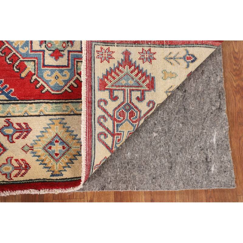 Traditional Red Kazak Foyer Rug Handmade Wool Carpet - 3'4" x 4'11"