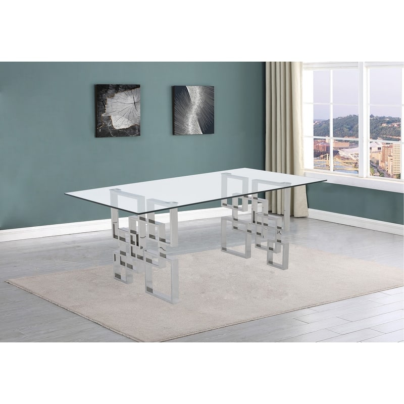 Best Quality Furniture D221/2-SC330-7 Dining Set with 12mm Tempered Glass