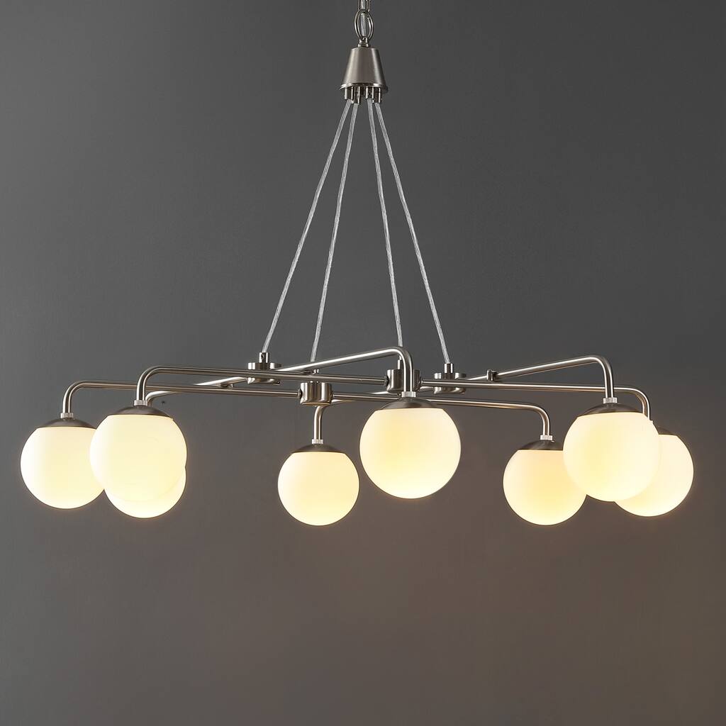 SAFAVIEH Lighting Louanna 35" Modern & Contemporary Chandelier (8-Bulb) - 44" W x 35" D x 92" H - Brushed Nickle