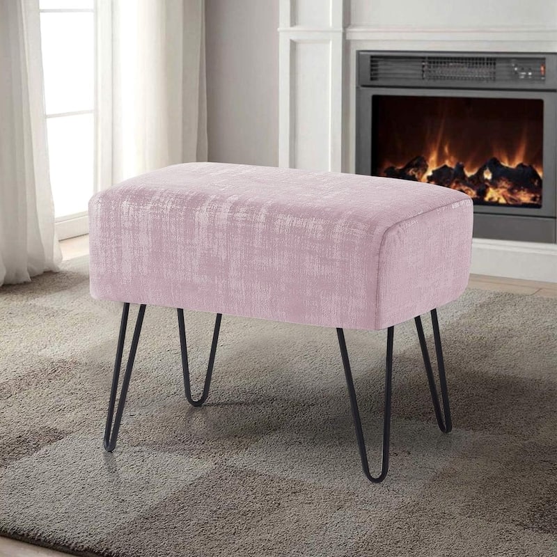 Textured Velvet Ottoman