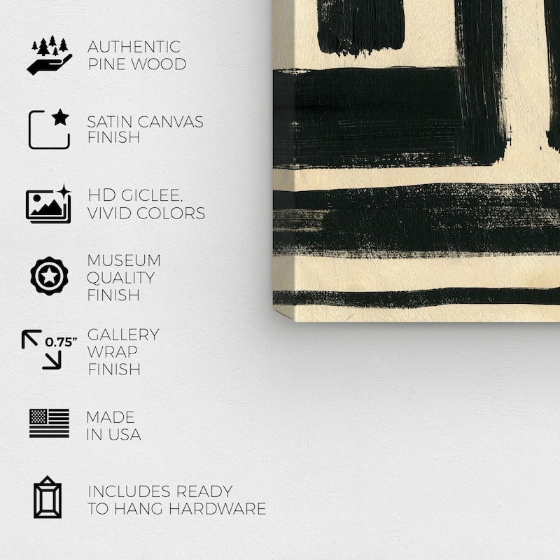 Wynwood Studio Canvas Abstract First Floor Black and Vanilla Modern & Contemporary Wall Art Canvas Print