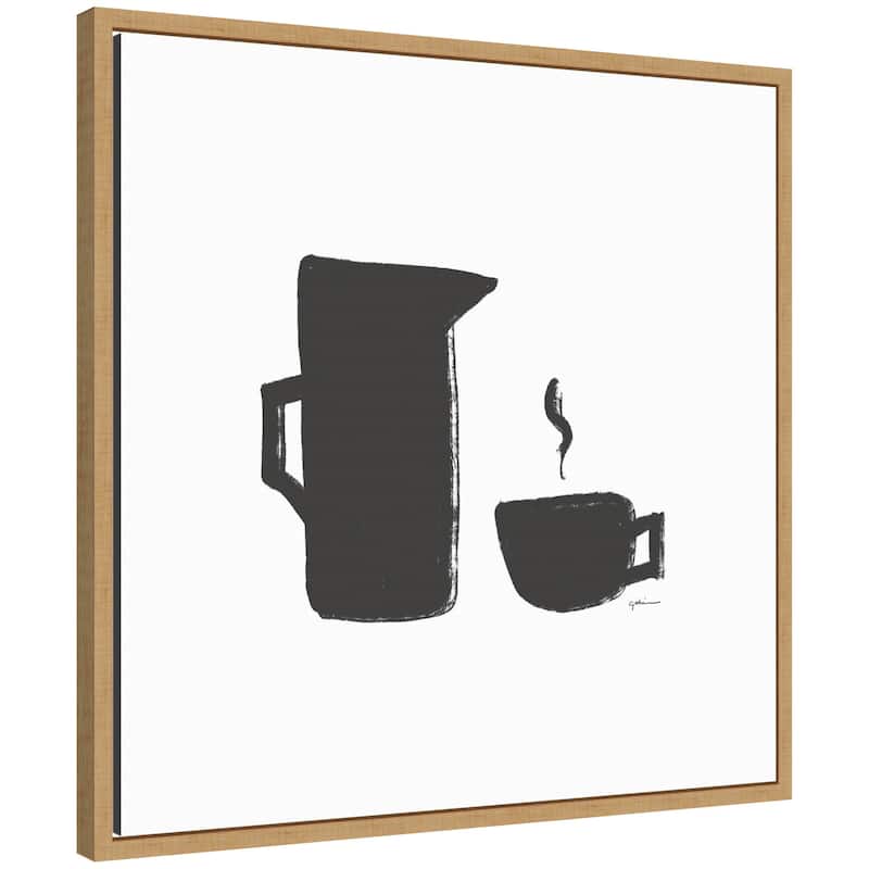 Kate and Laurel Coffee by Gabrielly Guedes Framed Canvas Wall Art Print - 22x22 - Natural