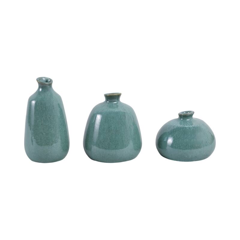 Ceramic Decorative Vases Modern Glam Accent (Set of 3) - 5/7/9" Green