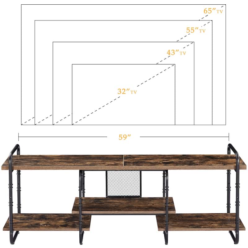 VECELO Industrial TV Stand for TV up to 71 inch,Entertainment Center TV Console Table