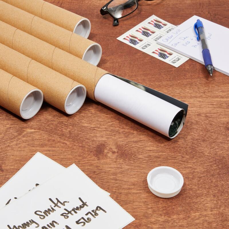 Stockroom Plus 12 Pack Mailing Tubes, 2x12 Inch Round Cardboard Mailers with Caps for Posters