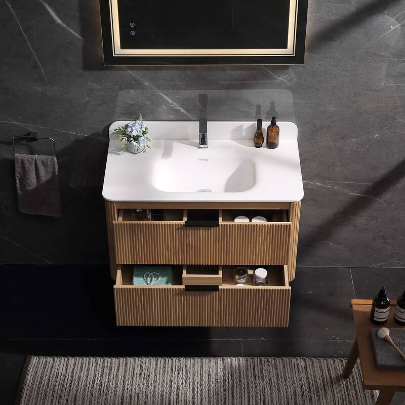 Modland 36" Wall-Mounted Bathroom Vanity with Acrylic Top Integrated Sink & Overflow