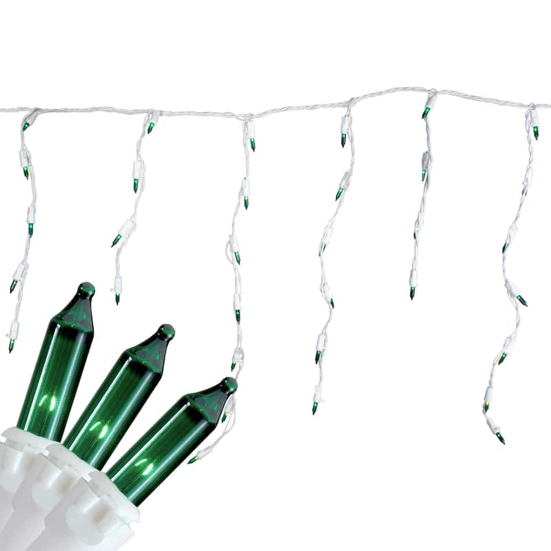 100 Count Mini Icicle Christmas Lights - 3.5 ft White Wire - 3.5'