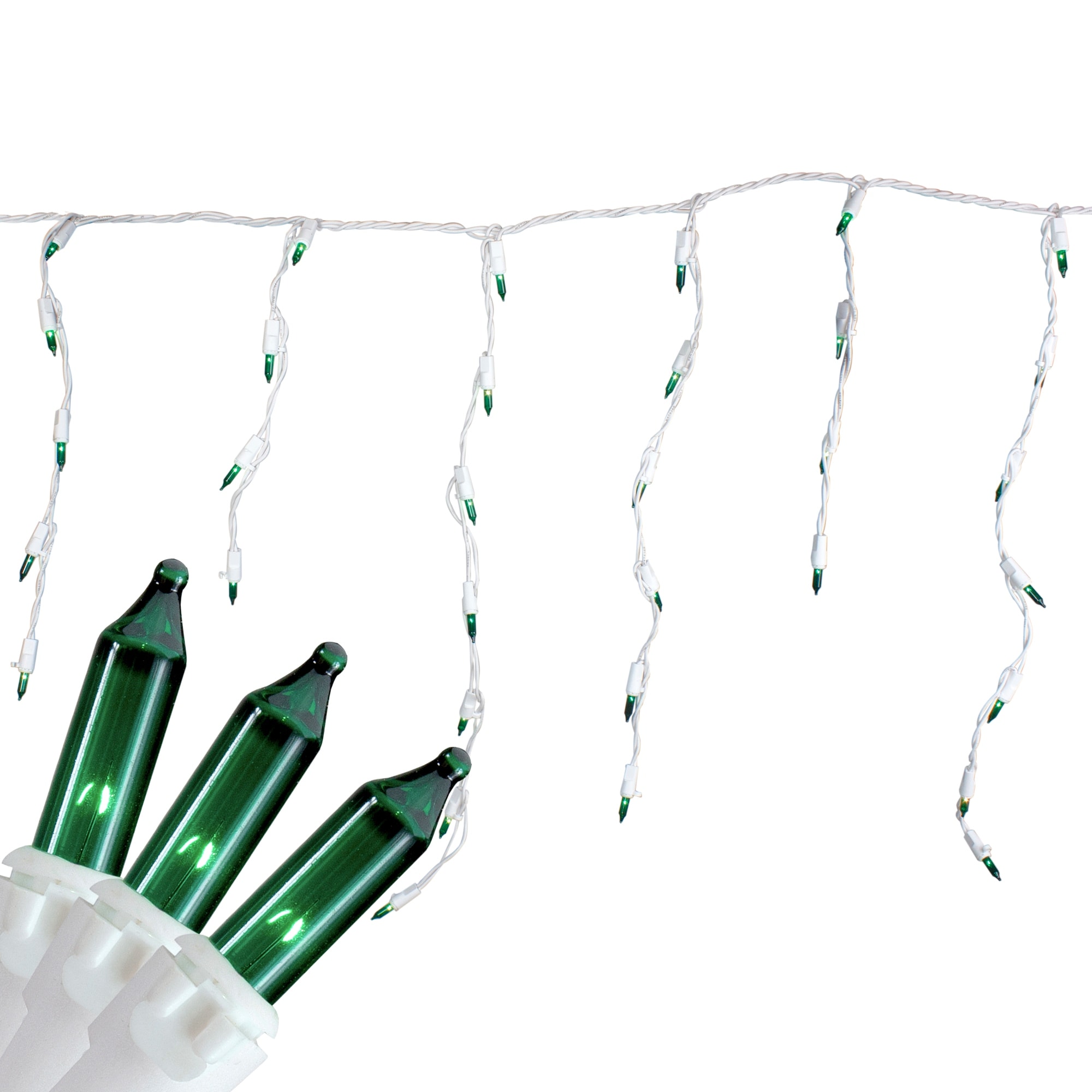 100 Count Mini Icicle Christmas Lights - 3.5 ft White Wire - 3.5'