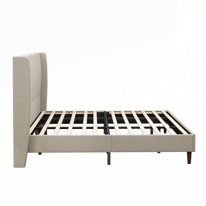 High Headboard Upholstered Platform Bed No Box Spring Needed