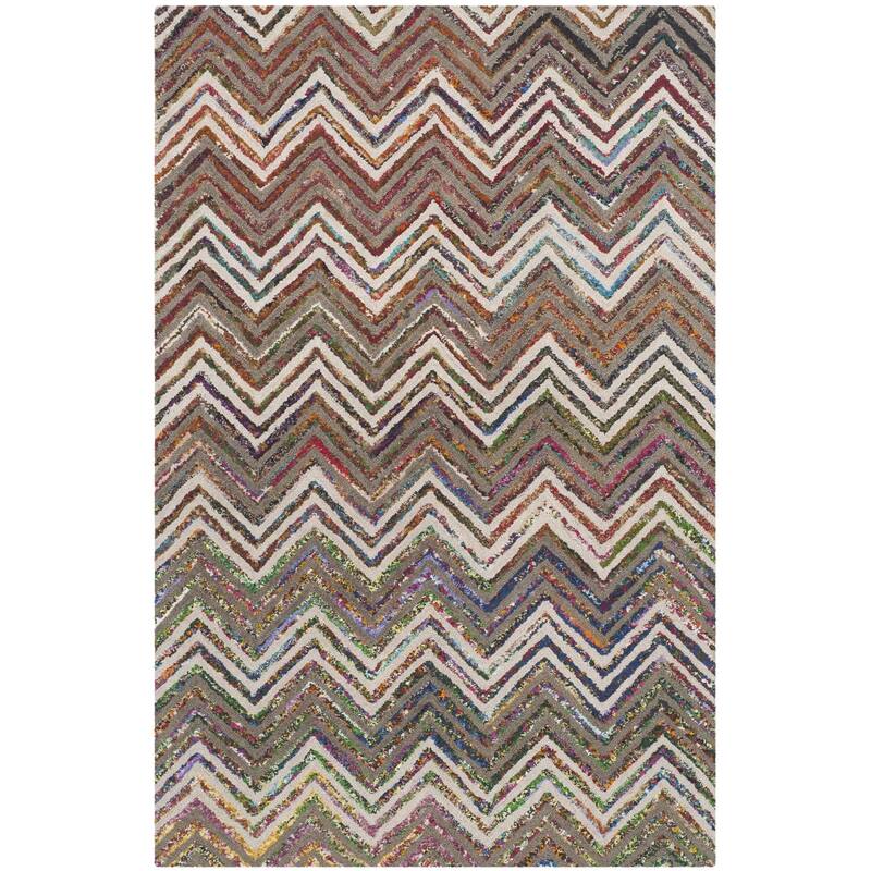 SAFAVIEH Handmade Nantucket Ynes Contemporary Cotton Rug - 2' x 3' - Beige/Grey