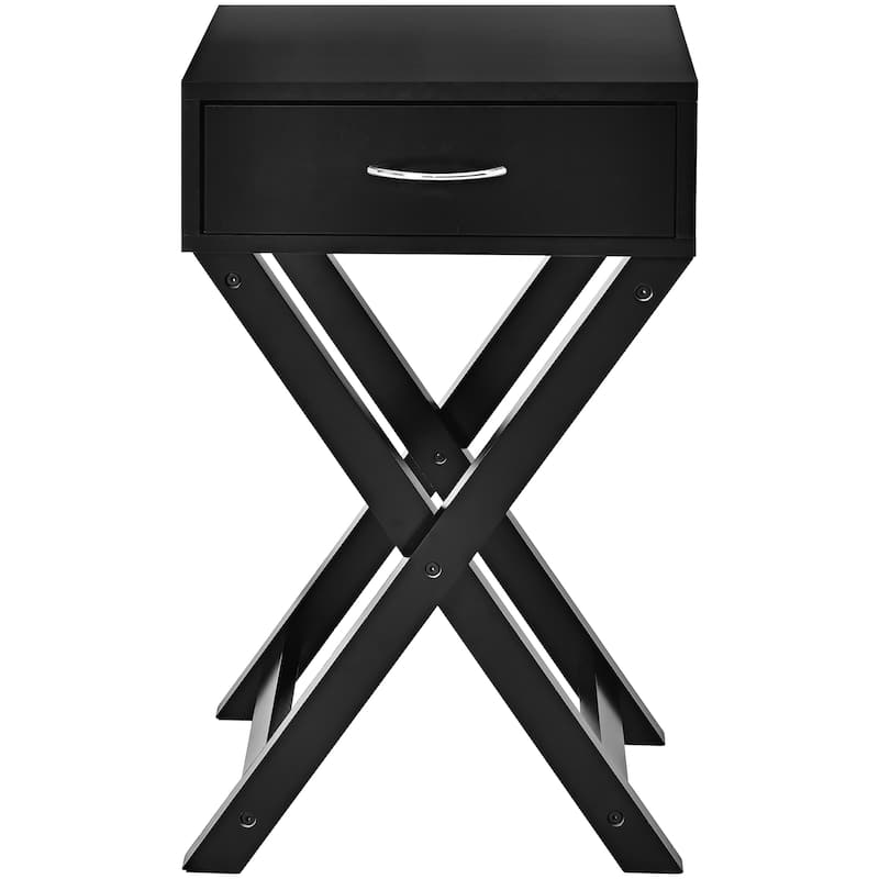 Costway Nightstand x-Shape Drawer Accent Side End Table Modern Home - MDF - Black