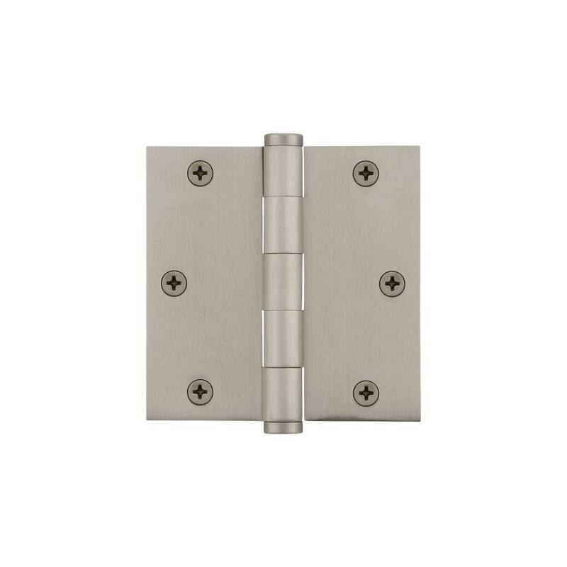 Viaggio 602-3.5-ARC-HINGE-SQ 3.5" x 3.5" Solid Metal Square Corner - Satin Nickel