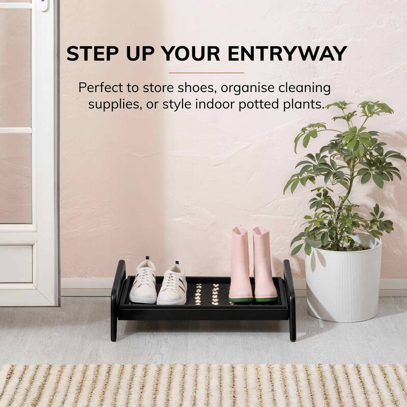 Jani Single-Tier Black Stand 2-Pair Rubber Boot Tray