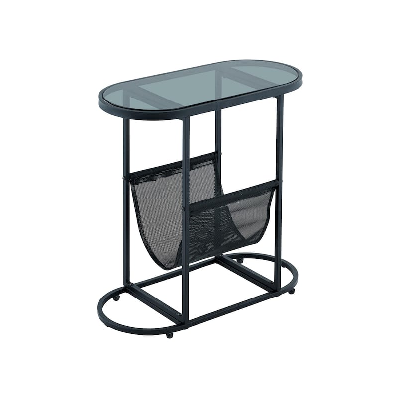 Oval Small Space Nightstand/End Table/Side Tables with Magazines Organizer Storage Space (Set of 2)