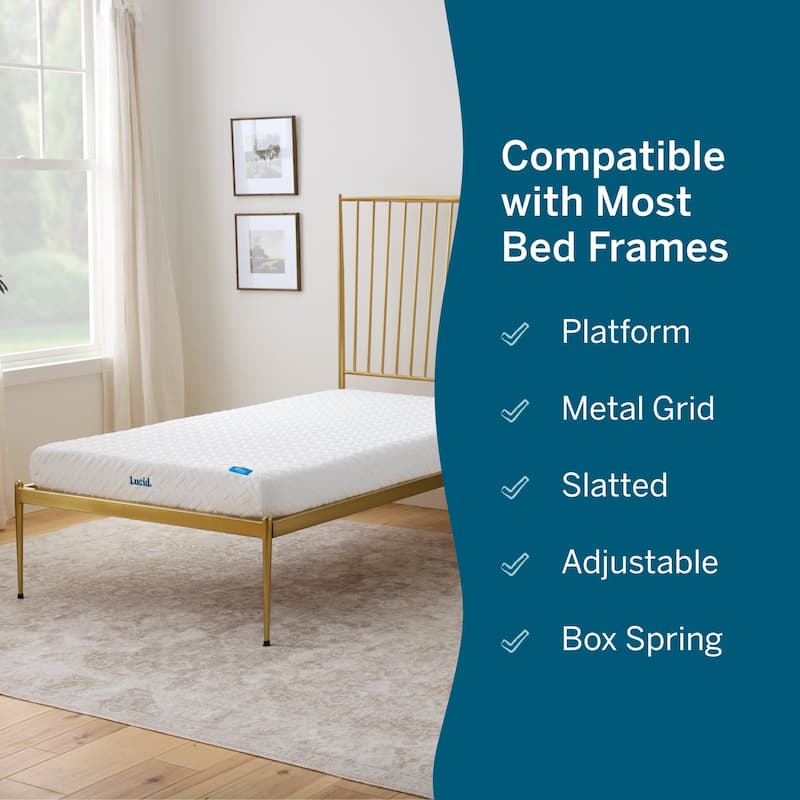 Lucid SureCool 6-Inch Gel Memory Foam Mattress, Medium-Firm Feel