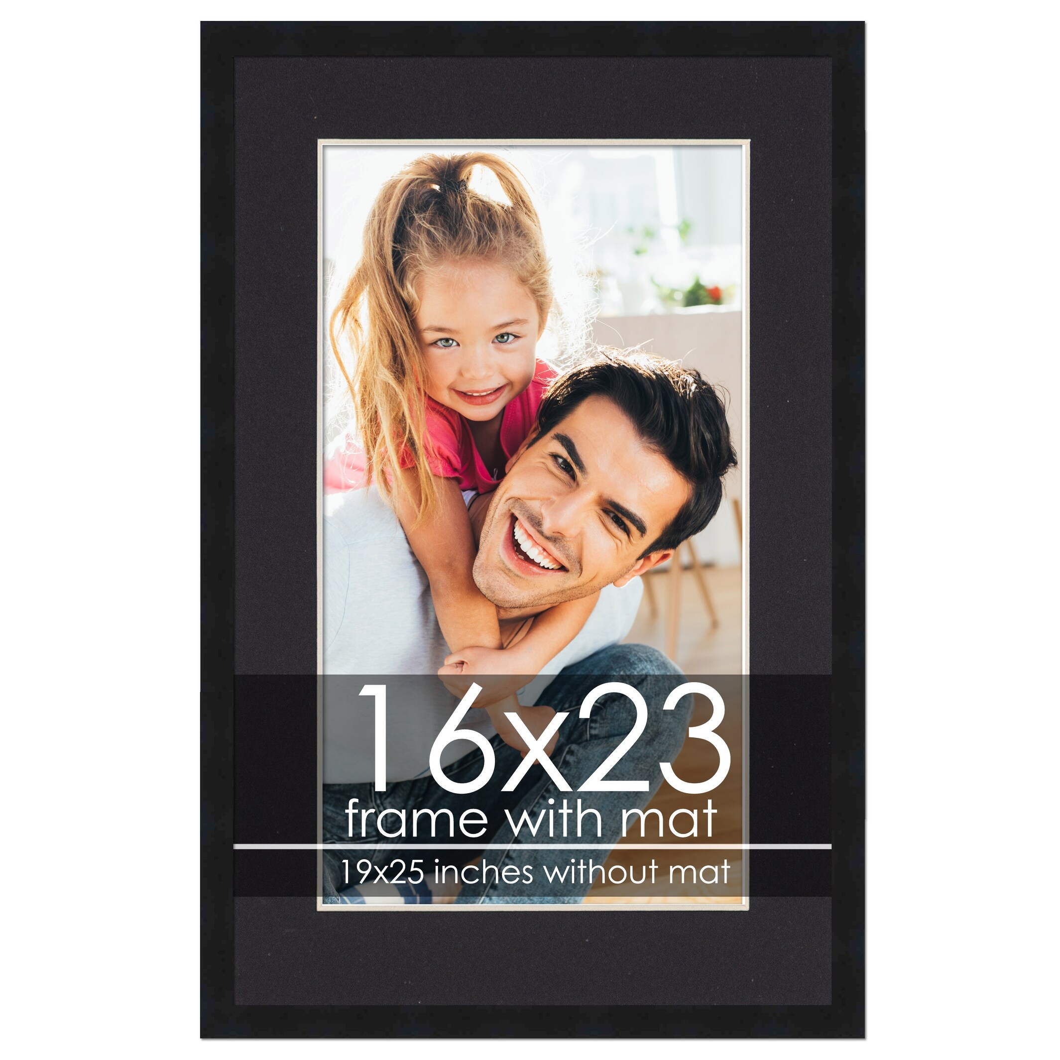 16x23 Frame with Mat Black 19x25 Frame Wood Made to Display