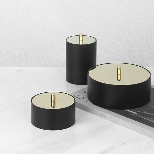 Shop Black Round Decorative Box With Gold Lid Overstock 28494512
