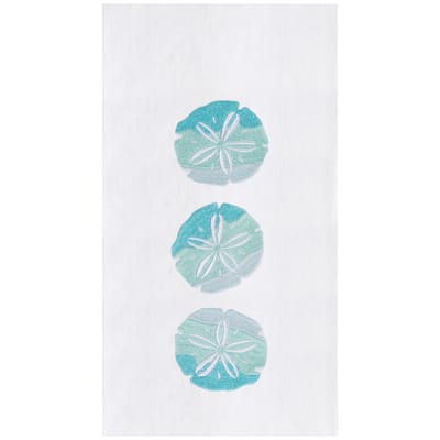Sand Dollar Trio Embroidered Cotton Flour Sack Kitchen Towel