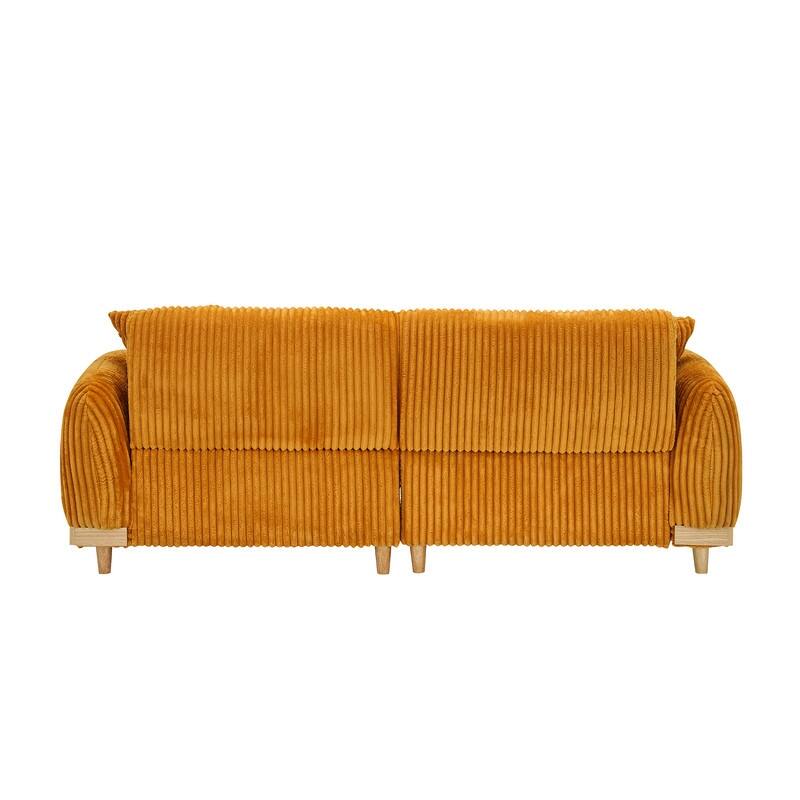 85" Modern Corduroy Loaf Sofa with Four Throw Pillows