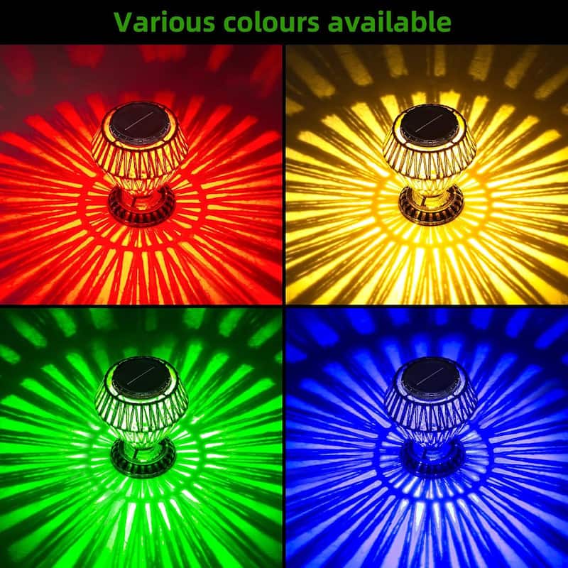 Retro Outdoor Indoor Waterproof Solar Power Lamp Handmade Woven Led Light