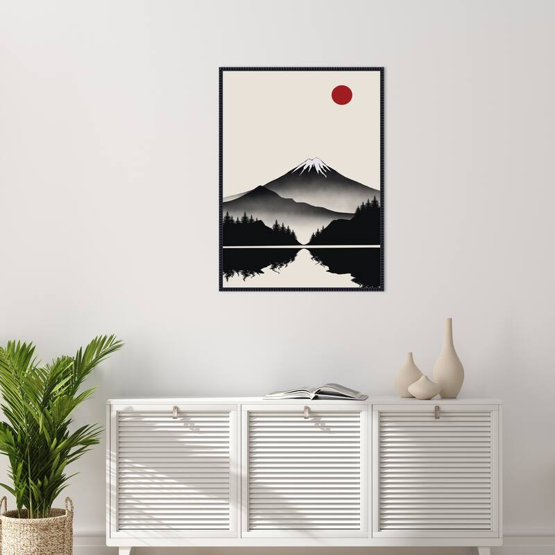 Japanese Mountain by Little Dean Framed Canvas Wall Art Print