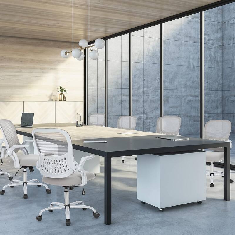 Office Computer Desk Chair, Ergonomic Mid-Back Mesh Rolling Swivel Task Chairs, Comfortable Lumbar Support, Comfy Flip-up Arms