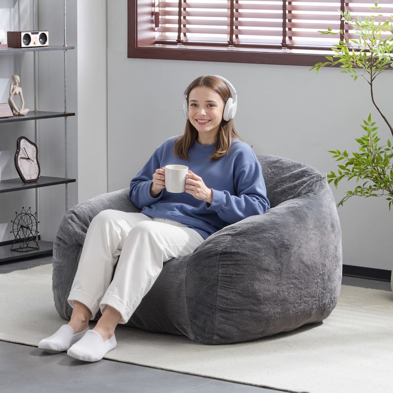 Christopher Knight Home- Emma Faux Fur Foam Bean Bag Chair