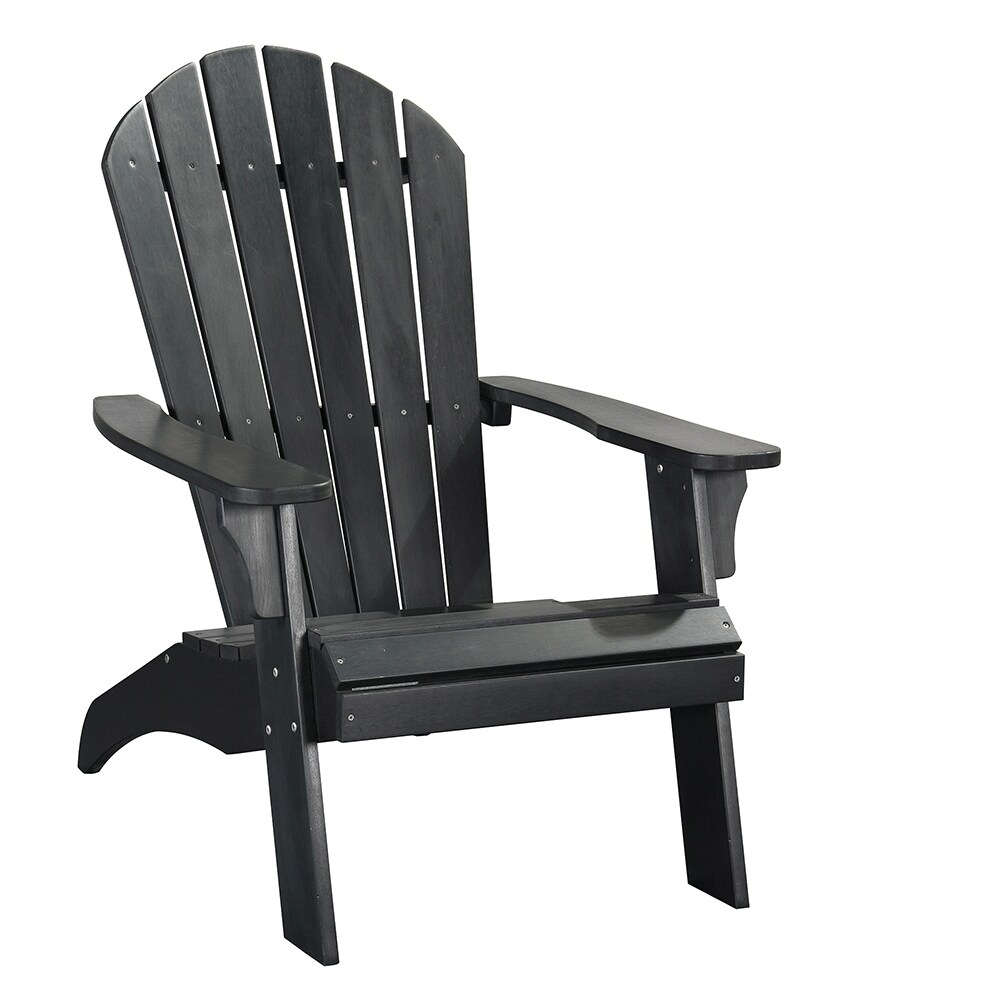 POLYTEAK King Size All Weather Poly Lumber Adirondack Chair Black