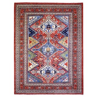 Hand Knotted Red Tribal & Geometric with Wool Oriental Rug (9'4