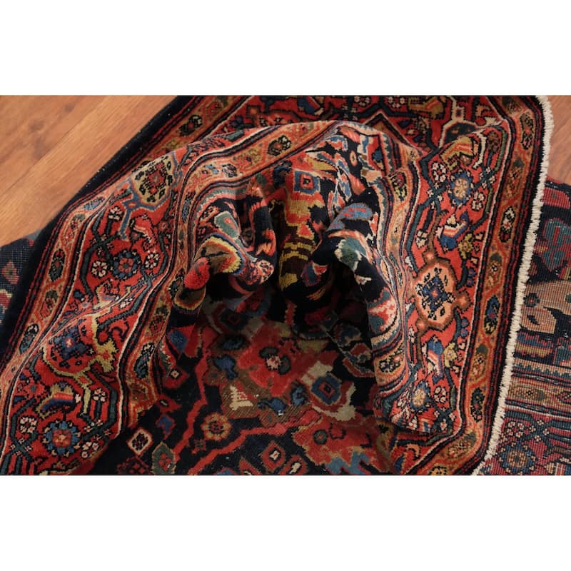 Hand Knotted Oriental 100% Wool Carpet Traditional Floral Navy Blue & Blues Sarouk Area Rug - 6' 10'' X 4' 5''