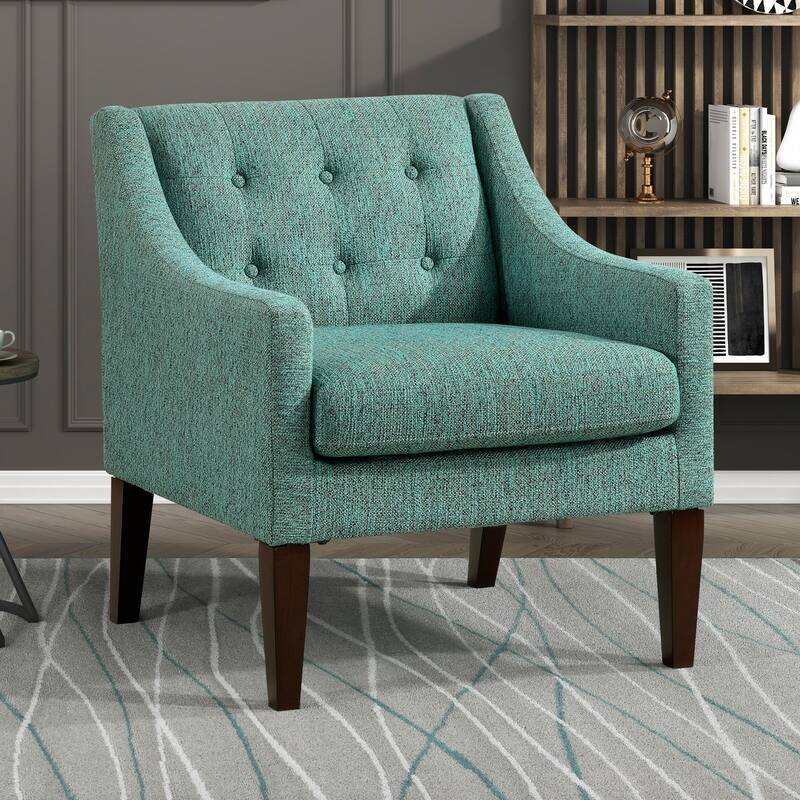 Laertes 26" Textured Fabric Accent Chair - Button-Tufted Chair Back