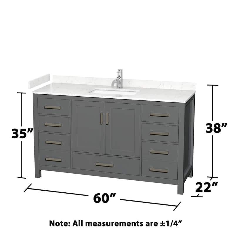 Wyndham Collection Sheffield 60" Single Bathroom Vanity, Carrara