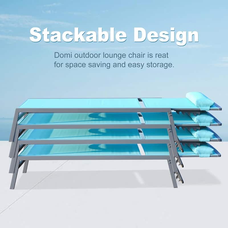3 Pieces Aluminum Patio Chaise Lounge Set