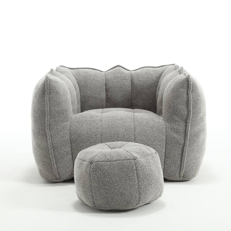 Soft Bean Bag Chair Comfortable Lazy Sofa with Footstool