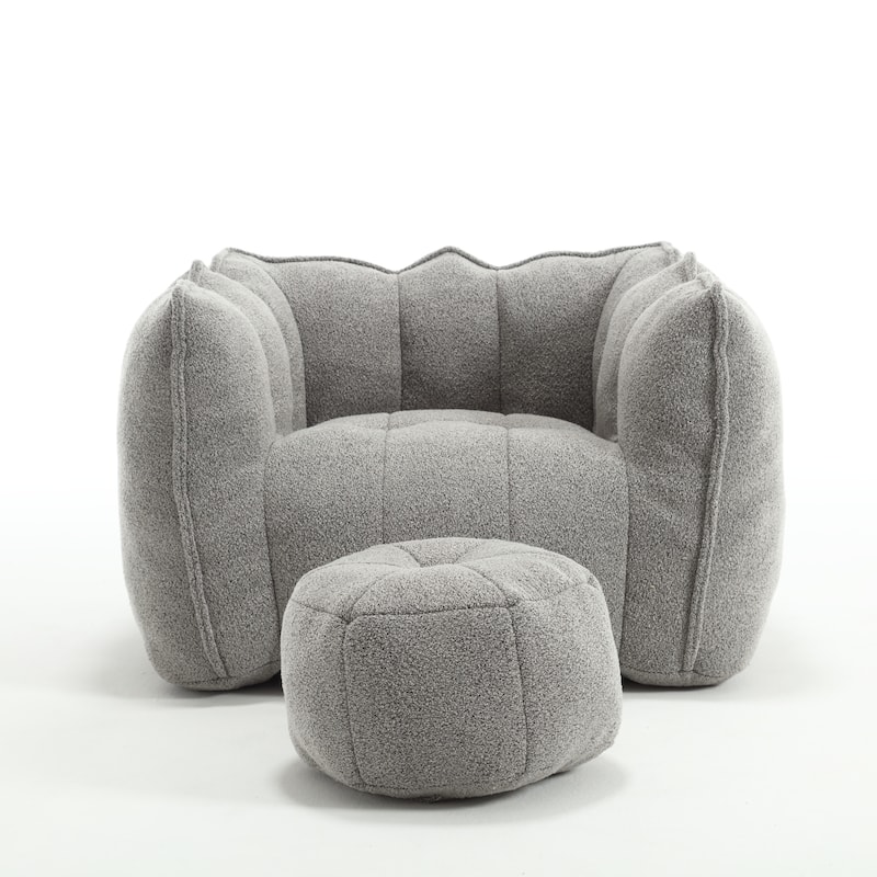 Soft Bean Bag Lazy Sofa with Footstool for Living Room and Bedroom