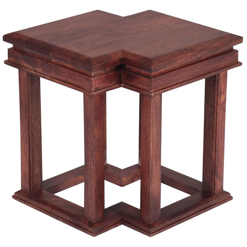 Handmade Double Diamond Accent Table (India) - 17" L x 18" W x 17" H