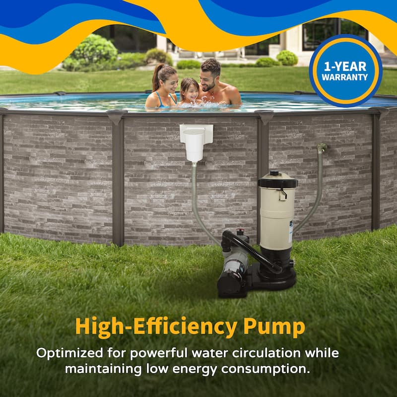 Blue Wave Hydromatic 90 SF Filter System with 1 HP Pump for Above Ground Pool Cartridge - 1-HP